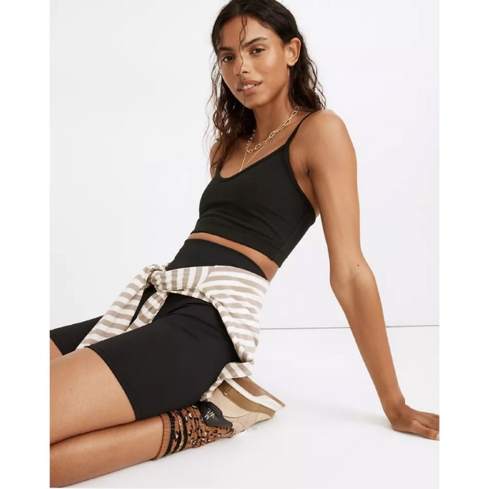 Madewell NWT Knit Cami Bralette in True Black Size XL Stretch